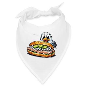 Fischbrötchen mit Möwe - Bandana - Weiß - Vorne
