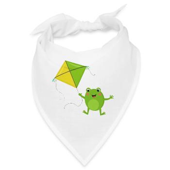 Grüner Frosch lässt einen Flugdrachen steigen – Fu - Bandana - Weiß - Vorne