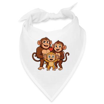 Lustige Schimpansenfamilie - Bandana - Weiß - Vorne