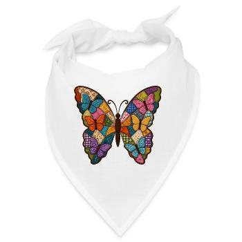 Patchwork Schmetterling Quilt Stil - Bandana - Weiß - Vorne