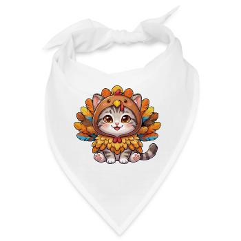 Herbst-Herbst-Katze im Truthahn Thanksgiving - Bandana - Weiß - Vorne