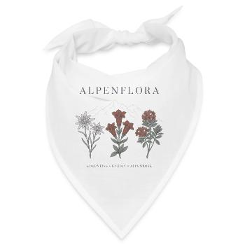 Alpenflora Edelweiss Enzian Alpenrose Berge - Bandana - Weiß - Vorne