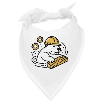 Biber Bauhelm Holz Grafik - Bandana - Weiß - Vorne