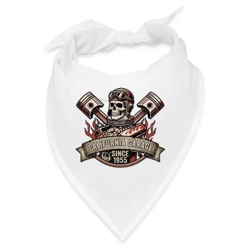 Rockabilly California Garage Skull Racing - Bandana - Weiß - Vorne
