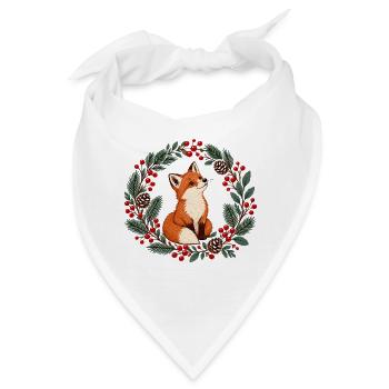 Fuchs im Winterkranz - Bandana - Weiß - Vorne