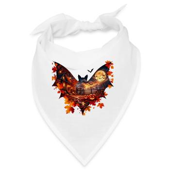 Herbstnacht mit Kürbisleuchten - Bandana - Weiß - Vorne