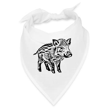 Wildschwein Frischlinge Geschenkidee Jäger   - Bandana - Weiß - Vorne