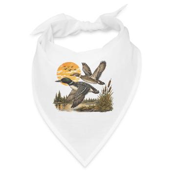 Vintage Common Loon Pair Flying Lake Wildlife Bird - Bandana - Weiß - Vorne