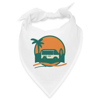 Sonnenuntergang Surfbus am Strand - Bandana - Weiß - Vorne
