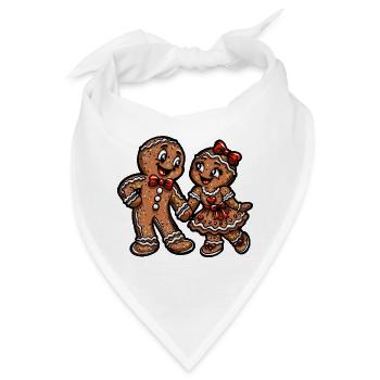 Pfefferkuchen Pärchen Weihnacht Liebe - Bandana - Weiß - Vorne