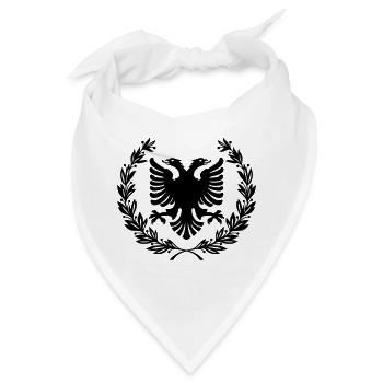 Shqipe Kranz – Albanien Lorbeer Doppelkopf Adler - Bandana - Weiß - Vorne