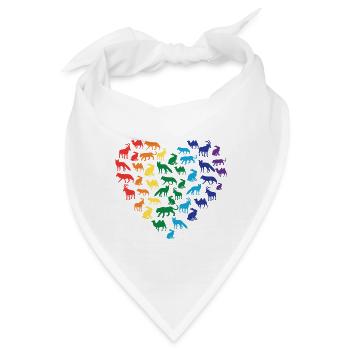 Tierliebe - Regenbogen Herz - Bandana - Weiß - Vorne