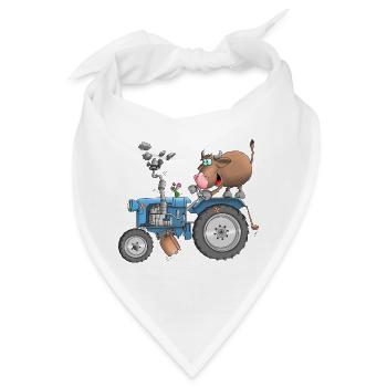 Ulkiger Stier auf Traktor - Bandana - Weiß - Vorne