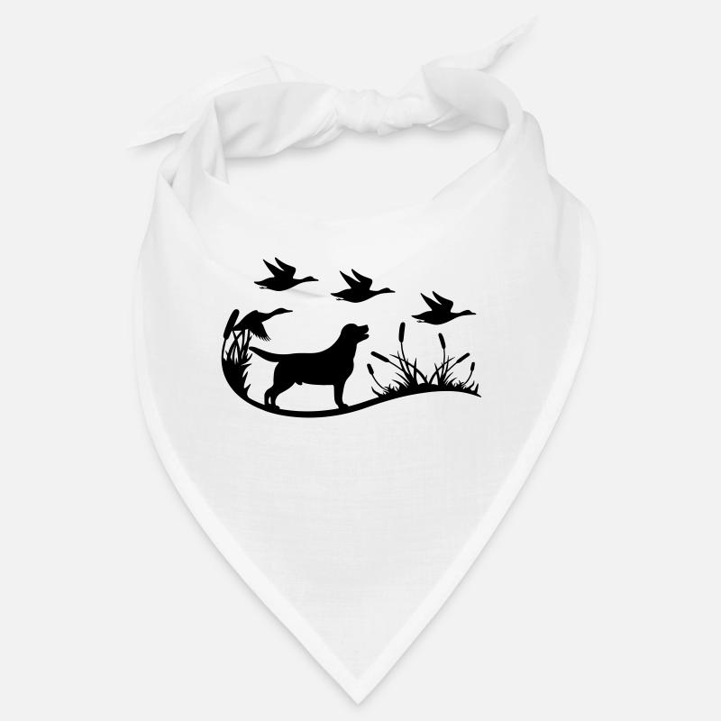Labrador mit Schilf und Enten - Bandana - Weiß