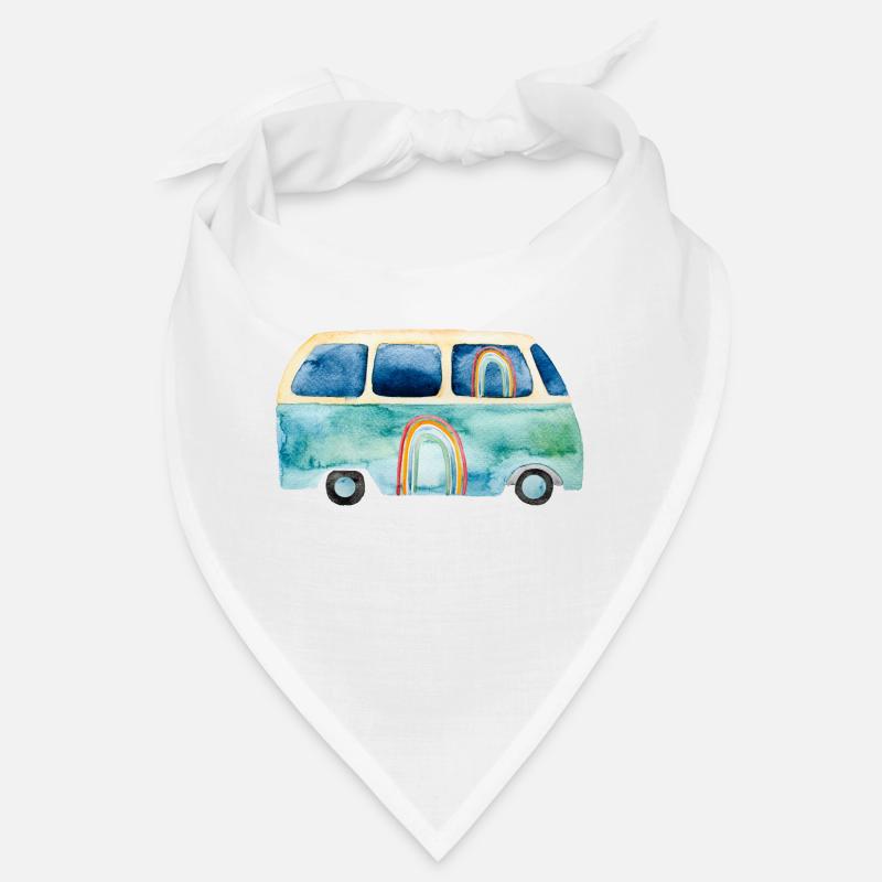 Regenbogen Retro Vintage Van Bus - Bandana - Weiß