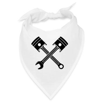 Motor Kolben Schlüssel gekreuzt - Bandana - Weiß - Vorne