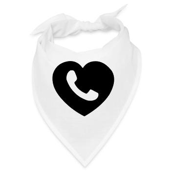 Herz oder Herz mit Telefon ausgeschnittenen Schatten - Bandana - Weiß - Vorne