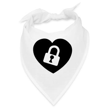 Herz oder Herz mit Schloss aufgeschnitten mein Herz - Bandana - Weiß - Vorne