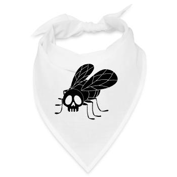 Totes Fliegenkopf (schwarz) - Bandana - Weiß - Vorne