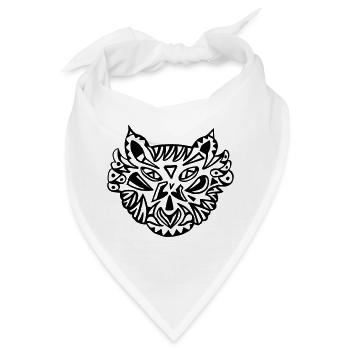 Eulenkopf Tribal Ornament einfarbig - Bandana - Weiß - Vorne