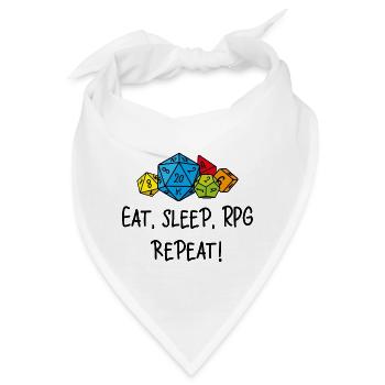 Essen, schlafen, RPG, wiederholen - Bandana - Weiß - Vorne