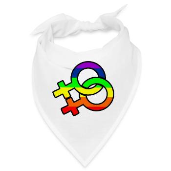 Gender-Lesben-Logo mit Regenbogen - Bandana - Weiß - Vorne