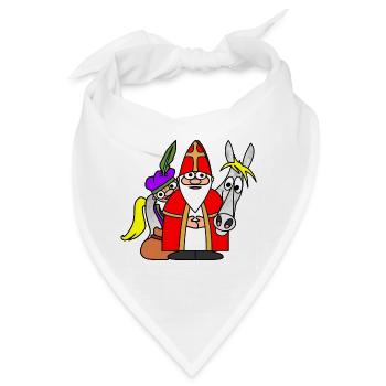 Sinterklaas mit Piet und Pferd Abenteuer-Trio - Bandana - Weiß - Vorne