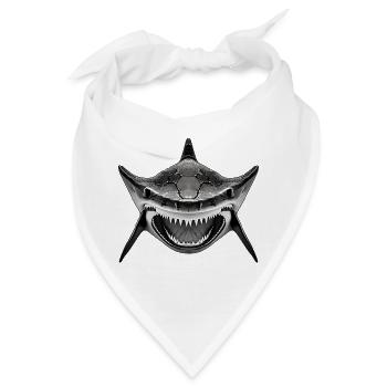 Hai mit offenem Maul - Bandana - Weiß - Vorne