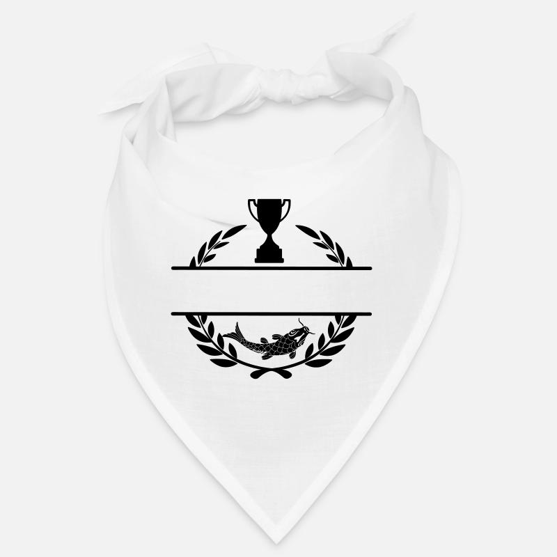 Fish and cup in laurel wreath with blank text bar Bandana