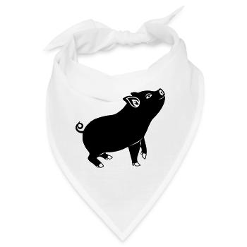 Schweineemblem Schattenbild - Bandana - Weiß - Vorne