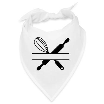Bannertext, Nudelholz und Schneebesen - Bandana - Weiß - Vorne
