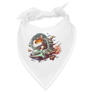 Kosmischer Katzenkommandant - Bandana - Weiß - Vorne