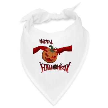 Happy Halloween MichelAngelo - Hände Kürbis, Party - Bandana - Weiß - Vorne