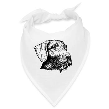 Deutsch Drahthaar Portrait - Bandana - Weiß - Vorne