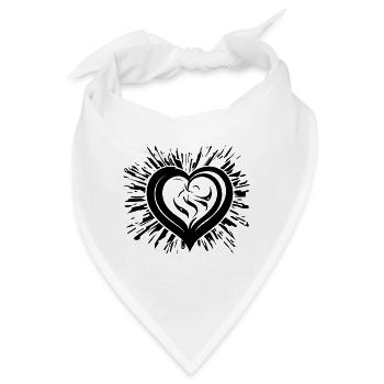 Geschwungenes Herz mit Strahlen - Bandana - Weiß - Vorne