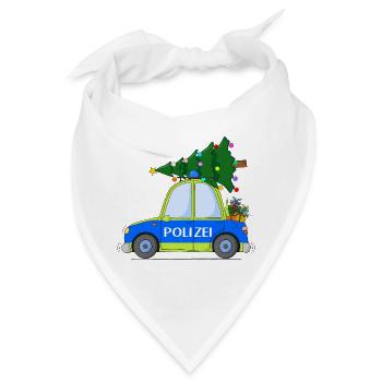 Polizeiauto Weihnachten Blau Gelb - Bandana - Weiß - Vorne