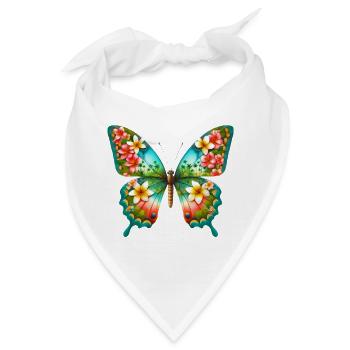 Schmetterling Plumeria Frangipani Plumerie - Bandana - Weiß - Vorne