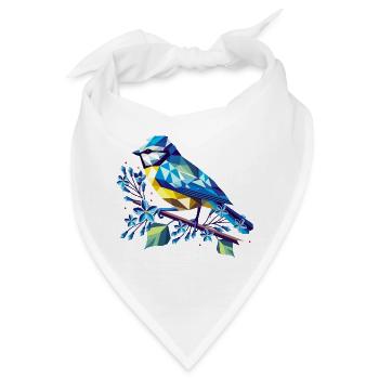 bezaubernde Blaumeise auf einem Fliederzweig - Bandana - Weiß - Vorne