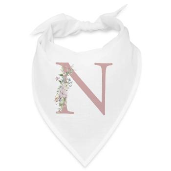 N Monogramm, Floral, personalisierbar - Bandana - Weiß - Vorne