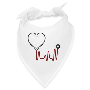 Symbolisches Medizinmotiv mit Stethoskop - Bandana - Weiß - Vorne