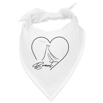 Team Braut! Herz & Brautkleid, personalisierbar - Bandana - Weiß - Vorne