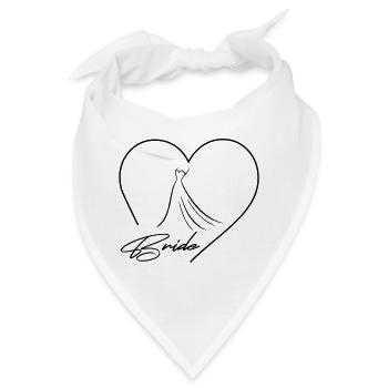 Team Bride! Herz & Brautkleid, personalisierbar - Bandana - Weiß - Vorne