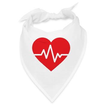 Herzschlag-EKG-Linie Medizinischer Pulswellen-Ikon-Vektor - Bandana - Weiß - Vorne