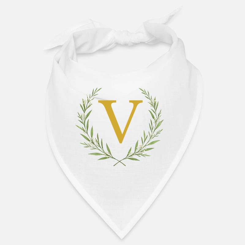 V Monogram, Eucalyptus Wreath, Personalizable Bandana