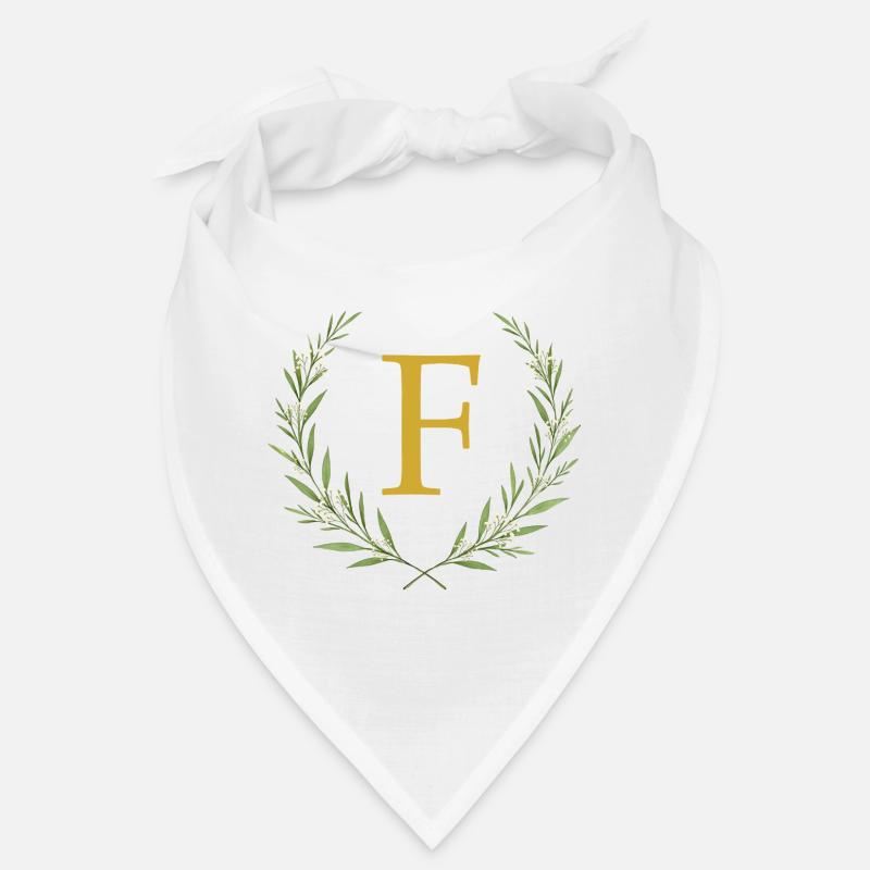 F Monogram, Eucalyptus Wreath, Personalizable Bandana