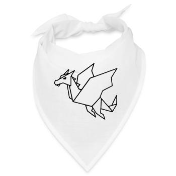 Origami Drache | Japanische Faltkunst Vektor - Bandana - Weiß - Vorne