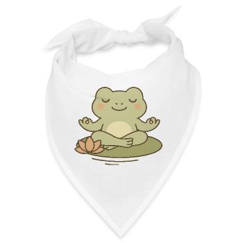 Meditierender Frosch auf Seerose - Bandana - Weiß - Vorne