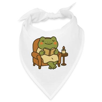Lesender Frosch im Sessel – Cozy Evening - Bandana - Weiß - Vorne