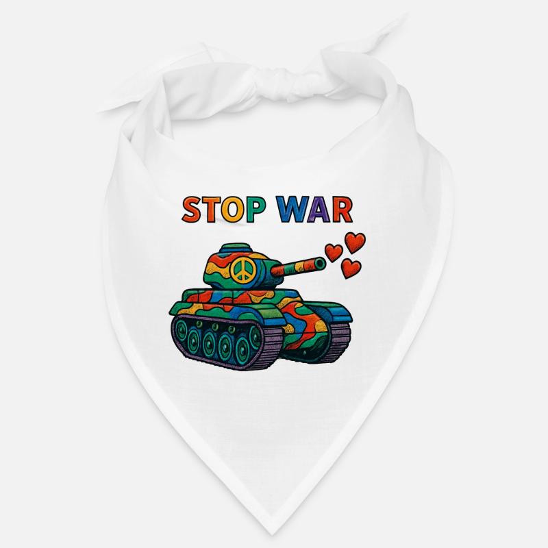 Regenbogen Panzer mit Peace-Zeichen – STOP WAR Bandana