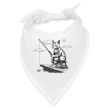Nächtlicher Katzenangler - Bandana - Weiß - Vorne